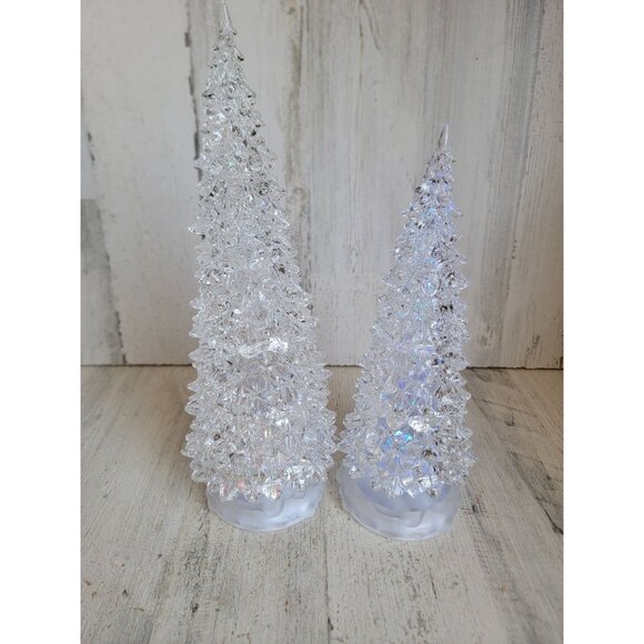 Color changing acrylic trees pine Xmas home decor set - Picture 2 of 10